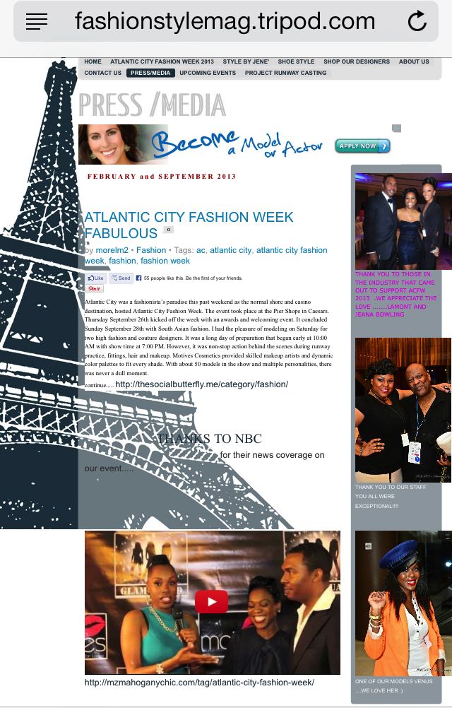 Our Article "Atlantic City Fashion Week Fabulous" featured at FashionStyleMag.Tripod.Com